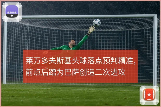 莱万多夫斯基头球落点预判精准，前点后蹭为巴萨创造二次进攻